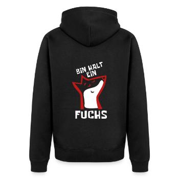 Bin halt ein Fuchs - schlau und clever - Unisex Premium Bio Zip Hoodie - Schwarz - Hinten - Nico (187cm)