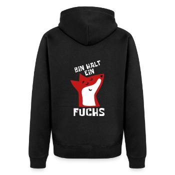 Bin halt ein Fuchs - schlau und clever - Unisex Premium Bio Zip Hoodie - Schwarz - Hinten - Nico (187cm)