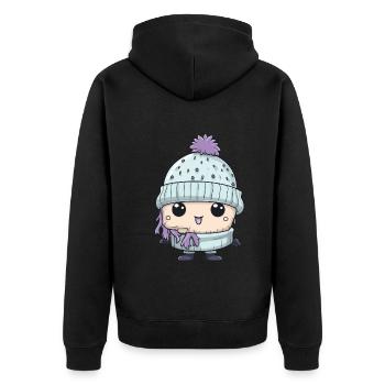 Winter Eskimo Comic Cute - Unisex Premium Organic Zip Hoodie - black - Back - Nico (187cm)