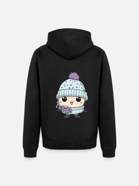Winter Eskimo Comic Cute - Unisex Premium Organic Zip Hoodie - black