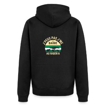 J peux pas j me barre Au Nigeria - Veste à capuche bio Premium Unisexe - noir - Dos - Nico (187cm)