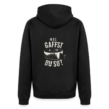 Bühne TV Fernsehen Techniker Gaffa Spruch Geschenk - Unisex Premium Bio Zip Hoodie - Schwarz - Hinten - Nico (187cm)