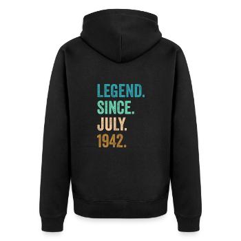 Légende depuis juillet 1942 80e anniversaire - Veste à capuche bio Premium Unisexe - noir - Dos - Nico (187cm)