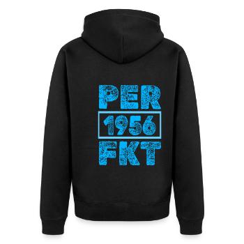1956 - Unisex Premium Bio Zip Hoodie - Schwarz - Hinten - Nico (187cm)