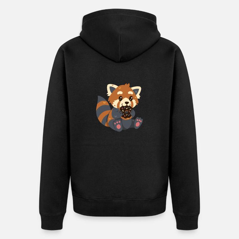 Panda roux avec beignet - Veste à capuche bio Premium Unisexe - noir