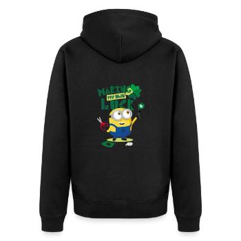 Minions Making My Own Luck - Unisex Premium Organic Zip Hoodie - black - Back - Nico (187cm)