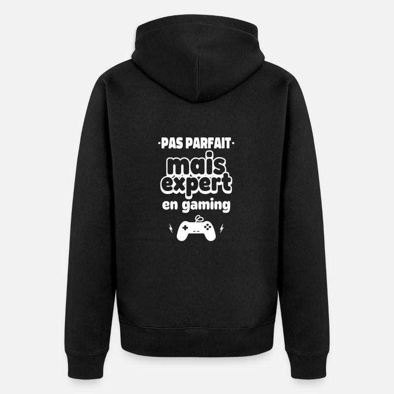 pas parfait expert en gaming - Veste à capuche bio Premium Unisexe - noir