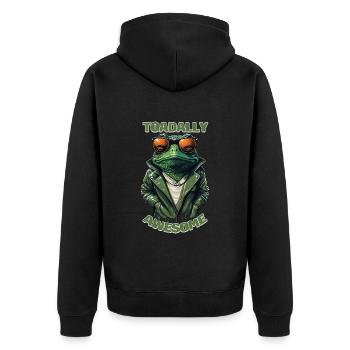 Toadally Awesome - Total Awesome Cool Toad - Unisex Premium Bio Zip Hoodie - Schwarz - Hinten - Nico (187cm)
