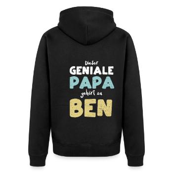 Dieser Geniale Papa Gehört Zu Ben - Unisex Premium Bio Zip Hoodie - Schwarz - Hinten - Nico (187cm)