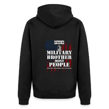 Fier frère militaire le plus peu... - Veste à capuche bio Premium Unisexe - noir - Dos - Nico (187cm)