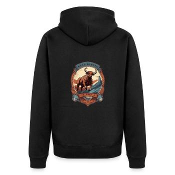 Bullenreiten ist kein Sport für Feiglinge - Unisex Premium Bio Zip Hoodie - Schwarz - Hinten - Nico (187cm)