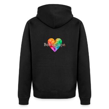Bonuspapa - LGBTQI+ - Unisex Premium Bio Zip Hoodie - Schwarz - Hinten - Nico (187cm)