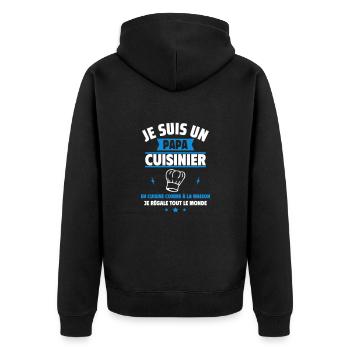 papa cuisinier, Cadeau fête des pères,chef - Veste à capuche bio Premium Unisexe - noir - Dos - Nico (187cm)