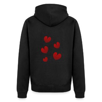 JUST MARRIED. SAINT VALENTIN. JE T'AIME. I LOVE - Veste à capuche bio Premium Unisexe - noir - Dos - Nico (187cm)
