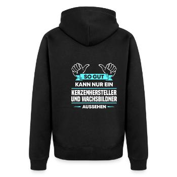 Kerzenhersteller Design für stolze Handwerker - Unisex Premium Bio Zip Hoodie - Schwarz - Hinten - Nico (187cm)