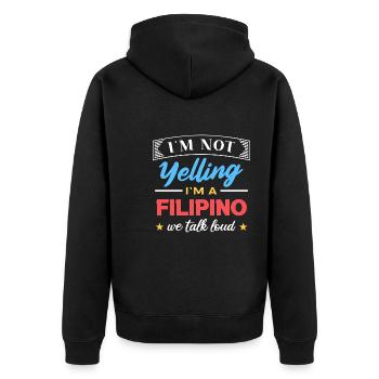 Lustiger sprechender Witz für philippinische - Unisex Premium Bio Zip Hoodie - Schwarz - Hinten - Nico (187cm)