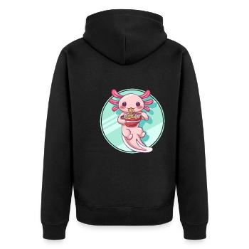 Axolotl Ramen Design for Axolotl Lovers - Unisex Premium Organic Zip Hoodie - black - Back - Nico (187cm)