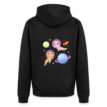 Astronaut Axolotls Design für Axolotl-Liebhaber - Unisex Premium Bio Zip Hoodie - Schwarz - Hinten - Nico (187cm)