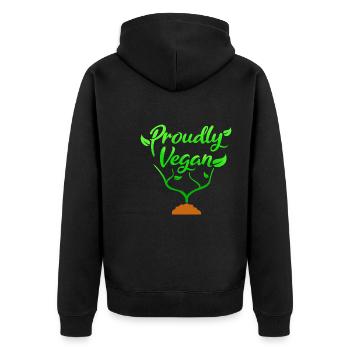 Veganes Pflanzendesign für stolze Veganer - Unisex Premium Bio Zip Hoodie - Schwarz - Hinten - Nico (187cm)