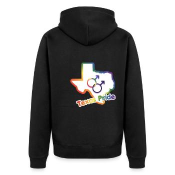 Gay Love Texas Karte Design für stolze LGBT+ - Unisex Premium Bio Zip Hoodie - Schwarz - Hinten - Nico (187cm)