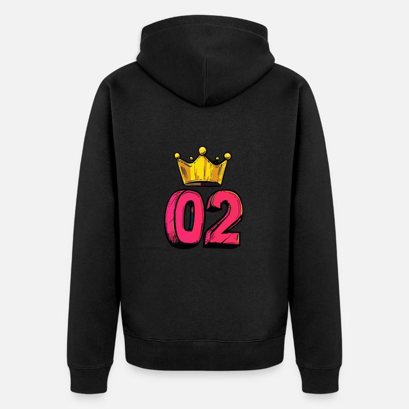Jersey à 2 chiffres Couronne - Veste à capuche bio Premium Unisexe - noir