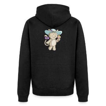 Sommer Katze Comic - Unisex Premium Bio Zip Hoodie - Schwarz - Hinten - Nico (187cm)