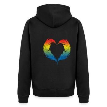 Vogelherz-Design für bunte Vogelfans - Unisex Premium Bio Zip Hoodie - Schwarz - Hinten - Nico (187cm)