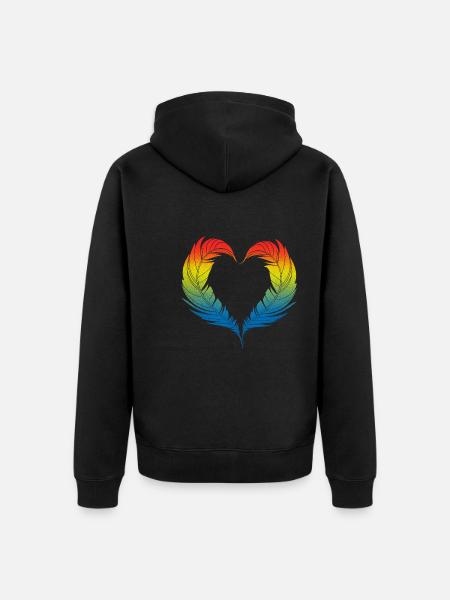 Vogelherz-Design für bunte Vogelfans - Unisex Premium Bio Zip Hoodie - Schwarz