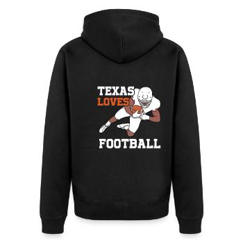 Texas football design for proud Texas fans - Unisex Premium Organic Zip Hoodie - black - Back - Nico (187cm)