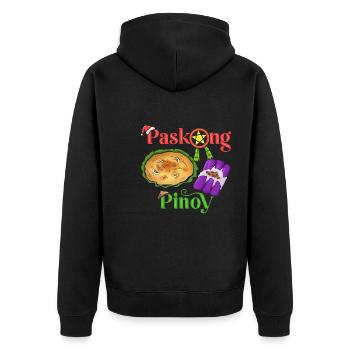 Paskong Pinoy Weihnachtsdesign für Filipinos - Unisex Premium Bio Zip Hoodie - Schwarz - Hinten - Nico (187cm)