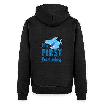 1er anniversaire garçon 1er requin - Veste à capuche bio Premium Unisexe - noir - Dos - Nico (187cm)