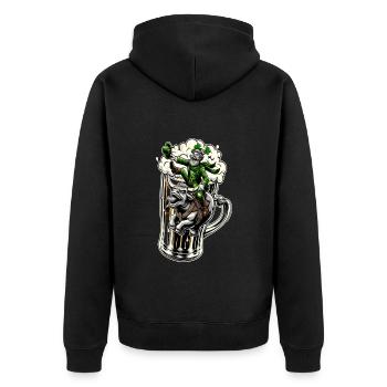 Chevaucher le lutin (lutin irlandais) - Veste à capuche bio Premium Unisexe - noir - Dos - Nico (187cm)