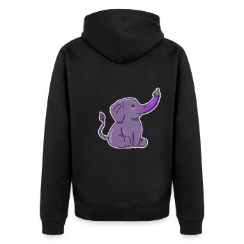 Elefanten-Auberginen-Design für - Unisex Premium Bio Zip Hoodie - Schwarz - Hinten - Nico (187cm)