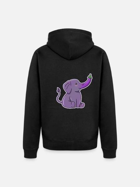 Elephant Eggplant Design for - Unisex Premium Organic Zip Hoodie - black