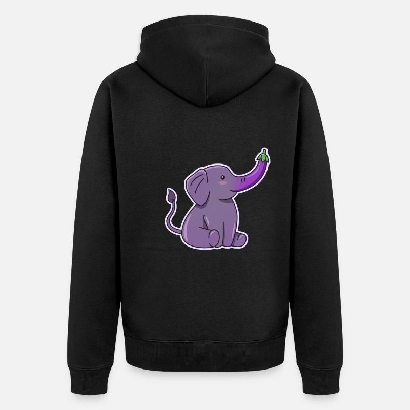 Elefanten-Auberginen-Design für - Unisex Premium Bio Zip Hoodie - Schwarz