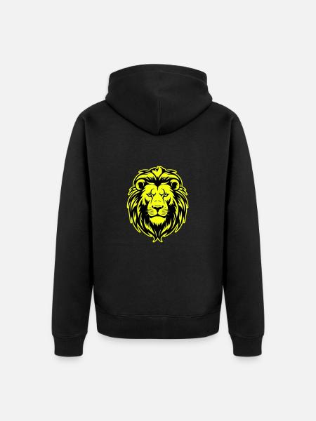 Lion Head Portrait Icon - Unisex Premium Organic Zip Hoodie - black