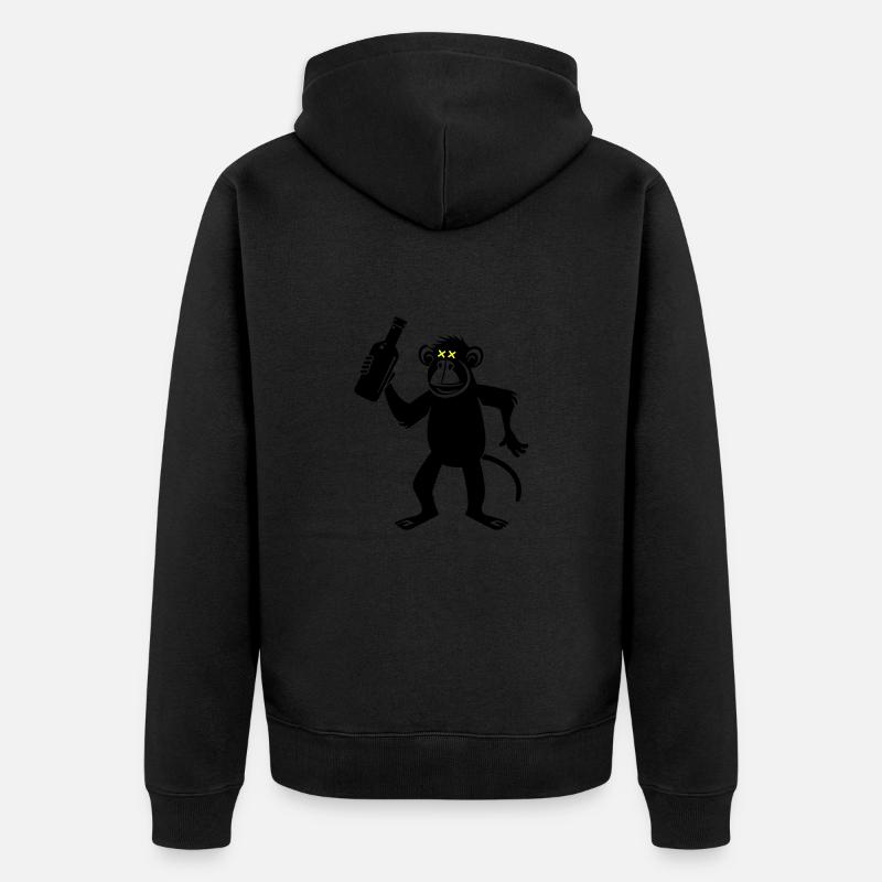 Affe Party Bier - Unisex Premium Bio Zip Hoodie - Schwarz
