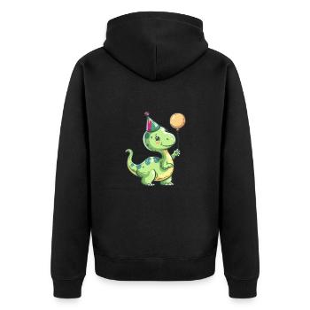 Dinosaur brontosaurus birthday baby - Unisex Premium Organic Zip Hoodie - black - Back - Nico (187cm)