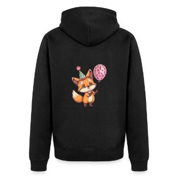 Fuchs Geburtstag Baby - Unisex Premium Bio Zip Hoodie - Schwarz - Hinten - Nico (187cm)