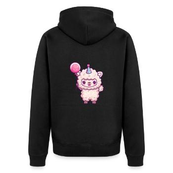 Alpaka Llama Geburtstag Baby - Unisex Premium Bio Zip Hoodie - Schwarz - Hinten - Nico (187cm)