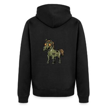 Pferd Halloween Comic Lustig - Unisex Premium Bio Zip Hoodie - Schwarz - Hinten - Nico (187cm)