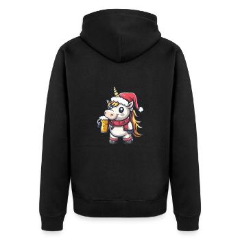 Einhorn Bier Xmas Weihnachten - Unisex Premium Bio Zip Hoodie - Schwarz - Hinten - Nico (187cm)
