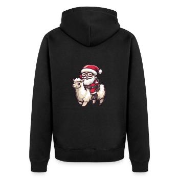 Lama alpaga Père Noël - Veste à capuche bio Premium Unisexe - noir - Dos - Nico (187cm)