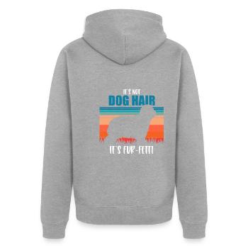 Bearded Collie - Unisex Premium Bio Zip Hoodie - Grau meliert - Hinten - Nico (187cm)
