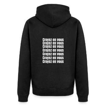 Croyez en vous tout est possible - Croire en soi - Veste à capuche bio Premium Unisexe - noir - Dos - Nico (187cm)