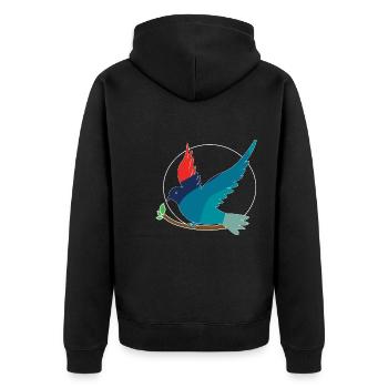 Conception de paix de pigeon pour les amateurs de pigeons - Veste à capuche bio Premium Unisexe - noir - Dos - Nico (187cm)
