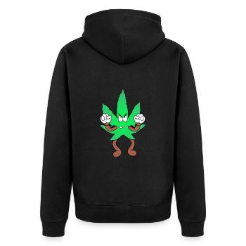 Der Bloom - Grumpy Bloom Weed Cannabis Marihuana - Unisex Premium Bio Zip Hoodie - Schwarz - Hinten - Nico (187cm)