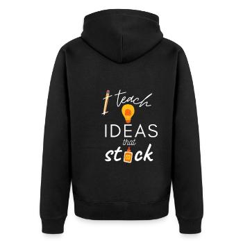 Teacher Design - I teach Ideas that stick - Unisex Premium Organic Zip Hoodie - black - Back - Nico (187cm)