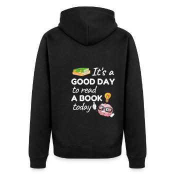 Its a good day to read a book today - Bücherwurm - Unisex Premium Bio Zip Hoodie - Schwarz - Hinten - Nico (187cm)