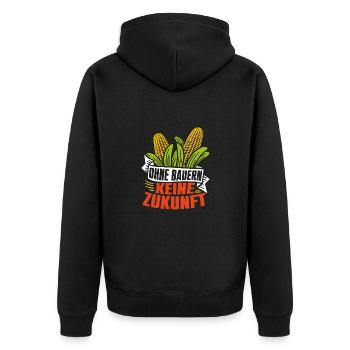 Ohne Bauern keine Zukunft - Unisex Premium Bio Zip Hoodie - Schwarz - Hinten - Nico (187cm)
